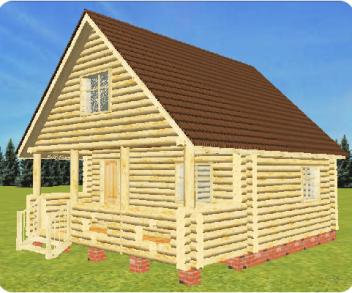 Дом 6 на 7 из сруба с террасой